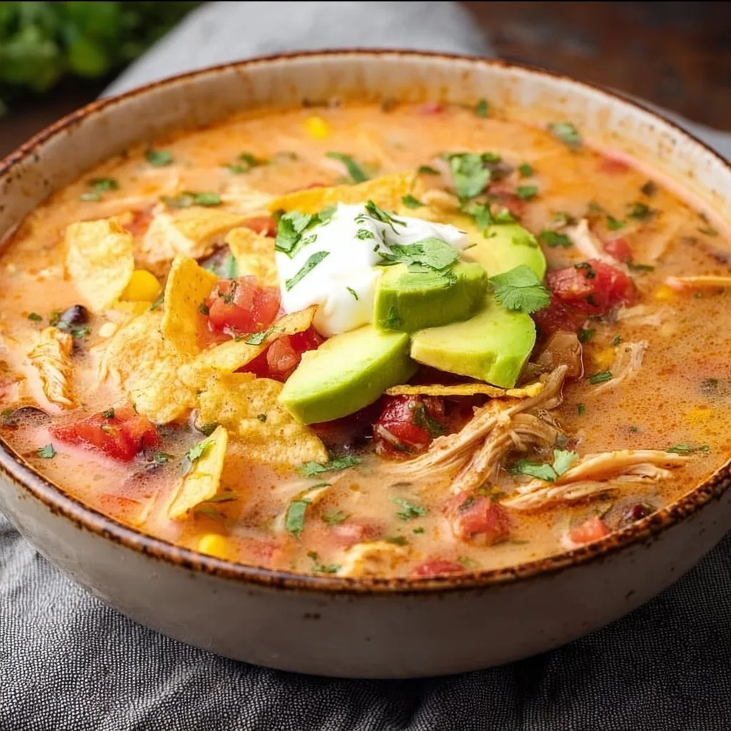 This crockpot chicken tortilla soup is the ultimate in comfort food and is loaded with… 20 This crockpot chicken tortilla soup is the ultimate in comfort food and is loaded with…