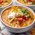 Bowl of Chicken Enchilada Soup, inspired by Chili's restaurant recipe.