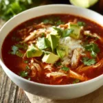 Delicious Chicken Tortilla Soup garnished with crispy tortilla strips