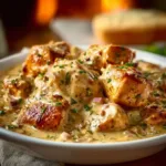 Creamy ranch chicken cooked in a crock pot, showcasing a delicious meal.