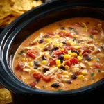 Crockpot Chicken Tortilla Soup in a bowl with fresh toppings