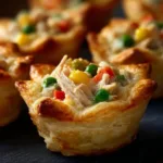 Freshly baked mini chicken pot pies with golden crust and creamy filling