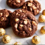 Delicious Ferrero Rocher Cookies with chocolate and hazelnut toppings
