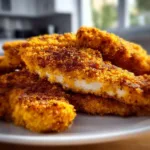 Crispy gluten-free air fryer chicken served with fresh veggies