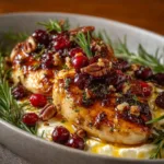 Honey Cranberry Chicken Bake with Ricotta Cheese served on a plate