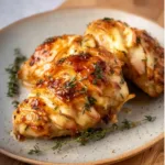 Maple Glazed Apple and Brie Stuffed Chicken served on a plate