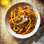 Pumpkin Beef Bolognese dish served in a bowl