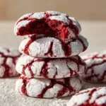 Delicious Red Velvet Crinkle Cookies with a powdered sugar coating