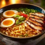 Simple Chicken Ramen Bowl with broth, noodles, and garnishes