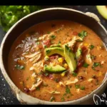 Crockpot chicken tortilla soup featuring fresh ingredients and vibrant toppings.