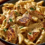 Creamy Cajun Chicken Pasta served in a bowl with herbs and spices.