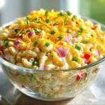 Guy Fieri's delicious rockin' macaroni salad with vibrant ingredients