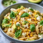 Juicy street corn pasta salad with vibrant ingredients and textures