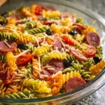Delicious Olive Garden Pasta Salad recipe with fresh ingredients and tasty dressing.