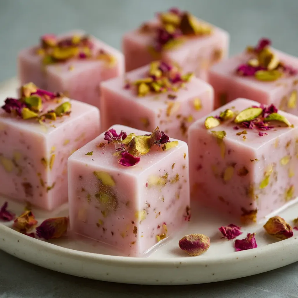 Rose Milk Gelatin Recipe 21 Cubed rose milk gelatin recipe ready to serve