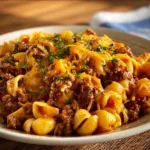 Delicious 5-Ingredient Cheesy Taco Pasta served in a bowl