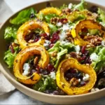 Autumn Delicata Squash Salad with roasted squash and greens