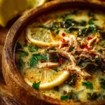 A bowl of delicious Chicken Poblano Soup garnished with cilantro and lime