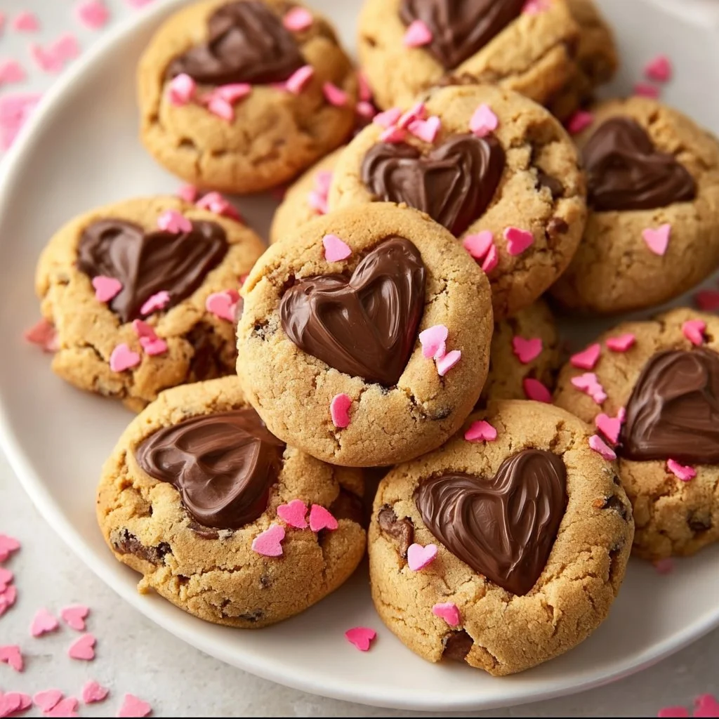 Chocolate Heart Thumbprint Cookies
