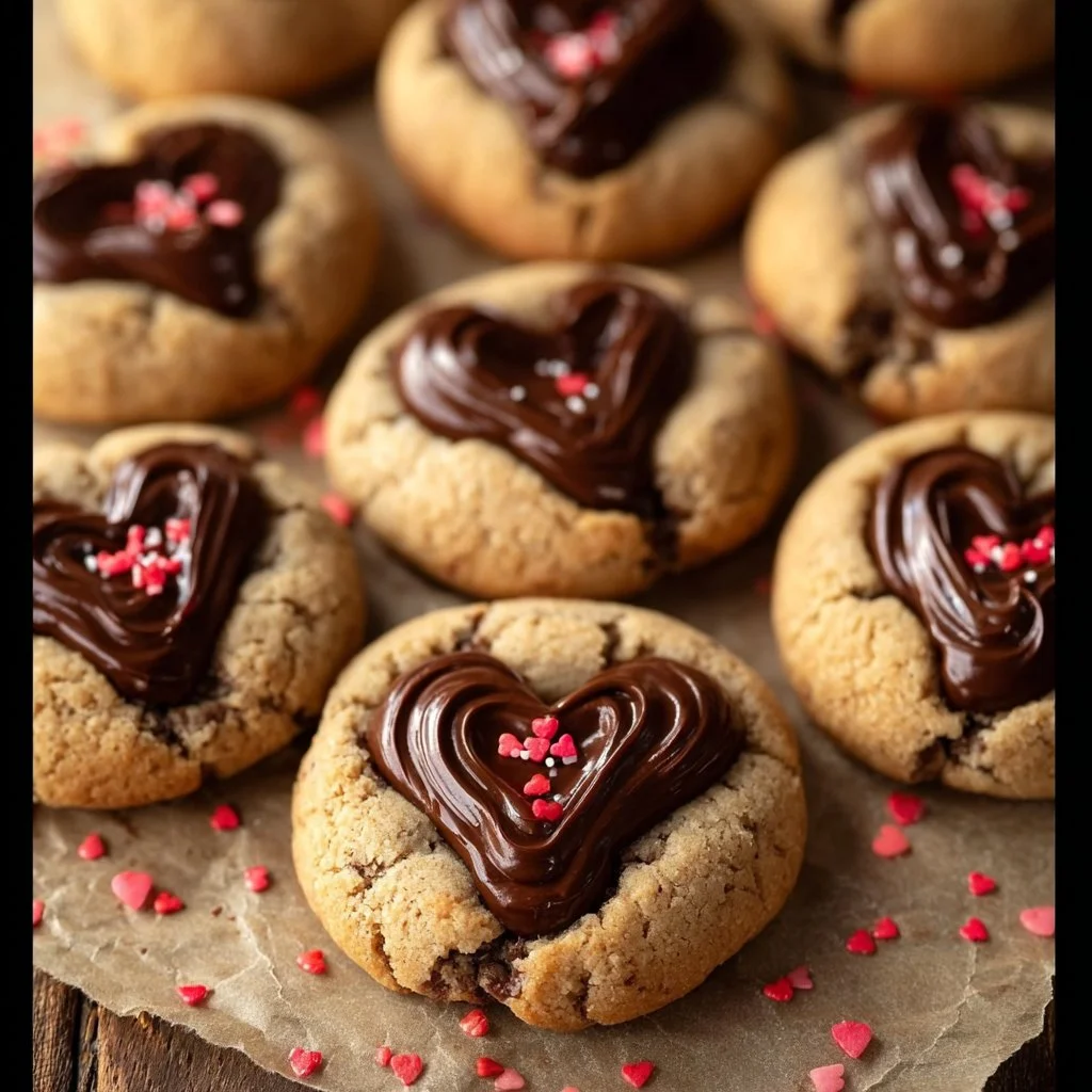 Chocolate Heart Thumbprint Cookies