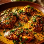 Delicious Cowboy Butter Chicken garnished with herbs and spices