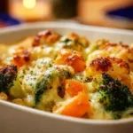 Creamy winter vegetable casserole with fresh vegetables and a creamy sauce