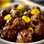 Crockpot Mississippi Meatballs served on a plate with sauce