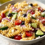 Easy Italian Pasta Salad with fresh vegetables and Italian dressing