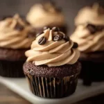 Delicious espresso cupcakes with creamy espresso frosting on top.