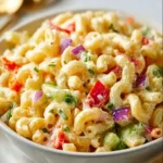 Gordon Ramsay macaroni salad recipe with fresh ingredients and vibrant colors