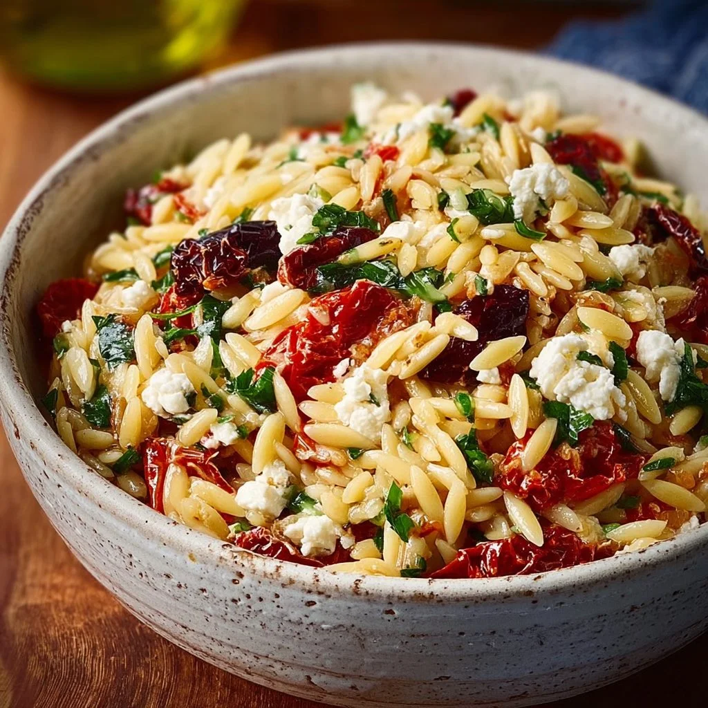 Homemade Orzo Pasta Salad with Feta and Sun-Dried Tomatoes 22 Homemade Orzo Pasta Salad with Feta and Sun-Dried Tomatoes - Flirty Food
