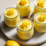 Delicious Lemon Chia Pudding topped with fresh fruit and garnished with mint