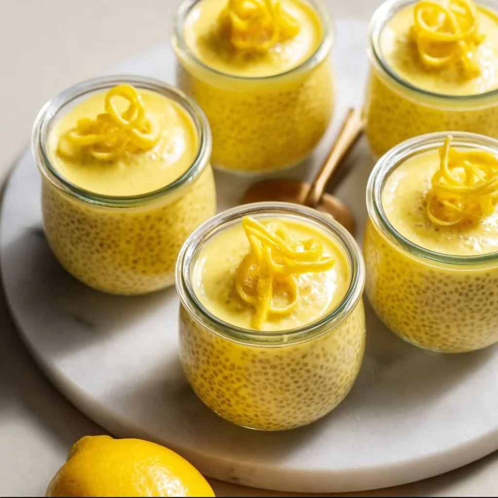 Lemon Chia Pudding 4 Delicious Lemon Chia Pudding topped with fresh fruit and garnished with mint