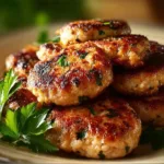 Mediterranean chicken patties served with fresh herbs and vegetables