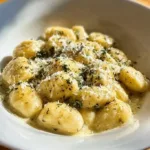 Creamy and decadent Millionaire Gnocchi served in a bowl.