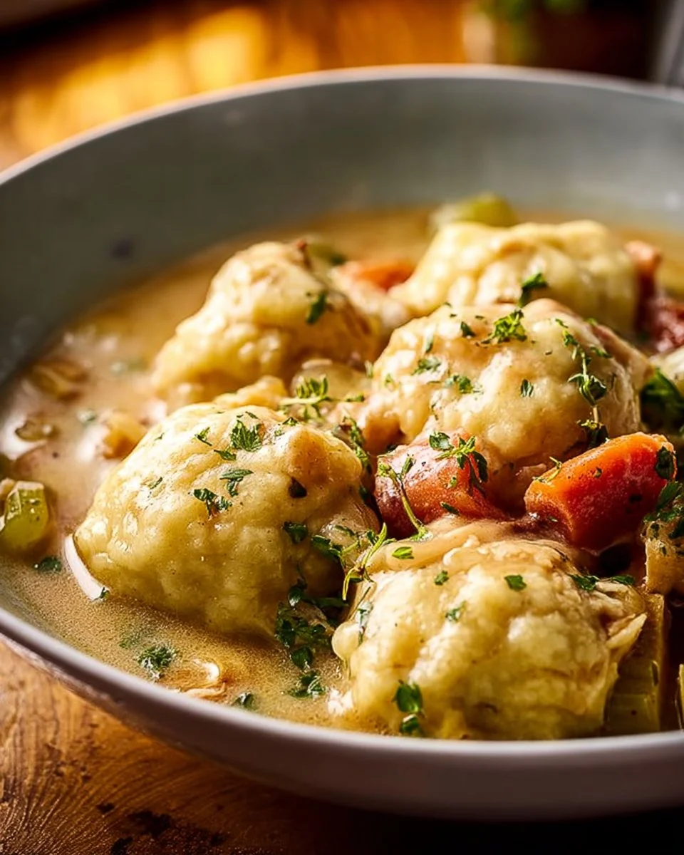 One Pot Chicken and Dumplings 3 One Pot Chicken and Dumplings in a rich creamy broth