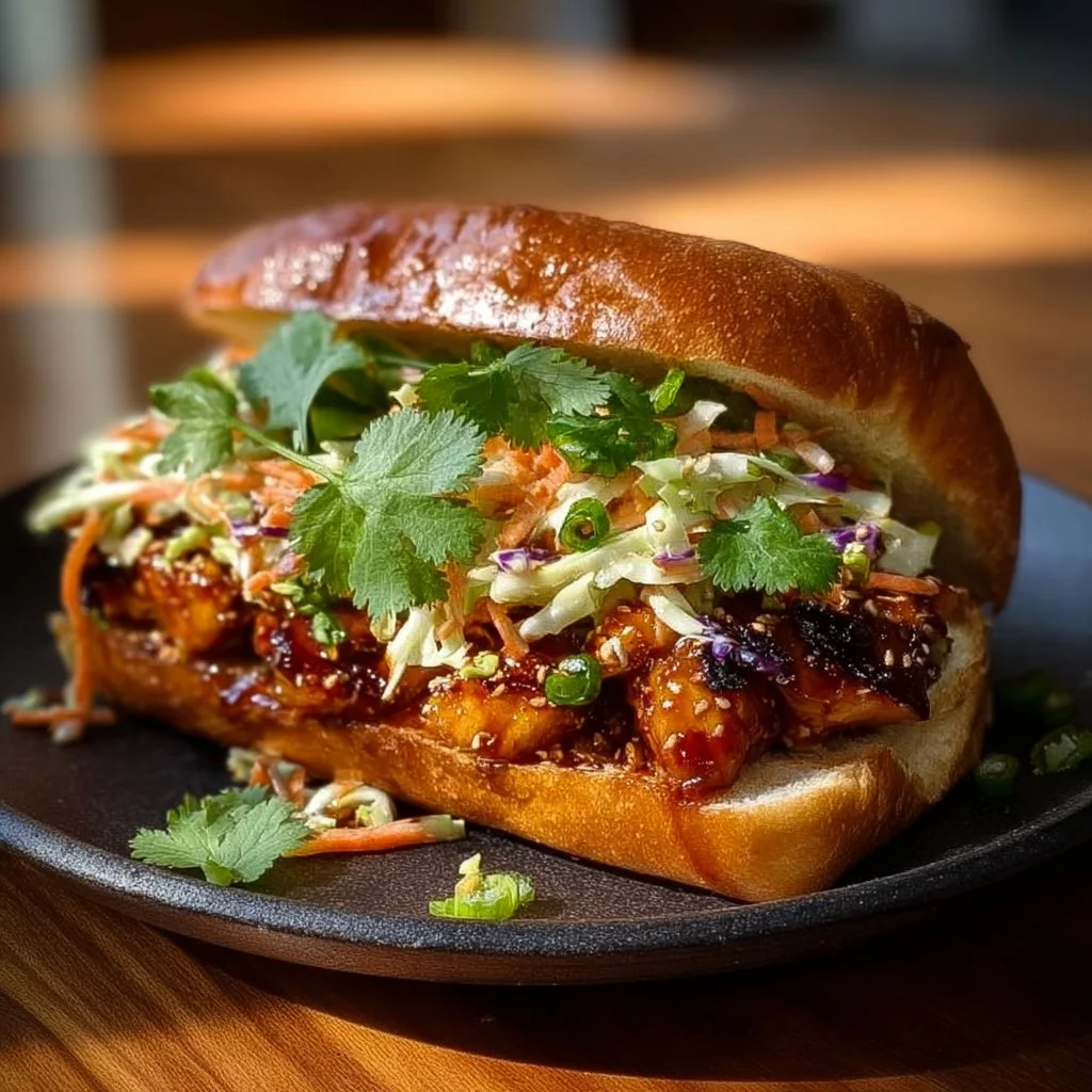 Spicy Korean BBQ Chicken Sandwich 30 Spicy Korean BBQ Chicken Sandwich with Crispy Slaw