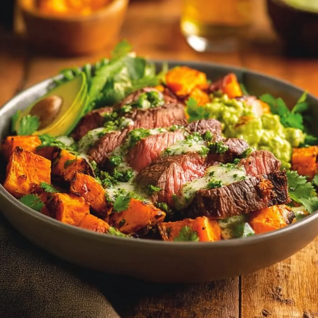Steak and Sweet Potato Bowls 1 Delicious steak and sweet potato bowls featuring fresh ingredients.