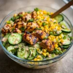 Street Corn Creamy Cucumber Chicken Salad featuring fresh ingredients and vibrant flavors