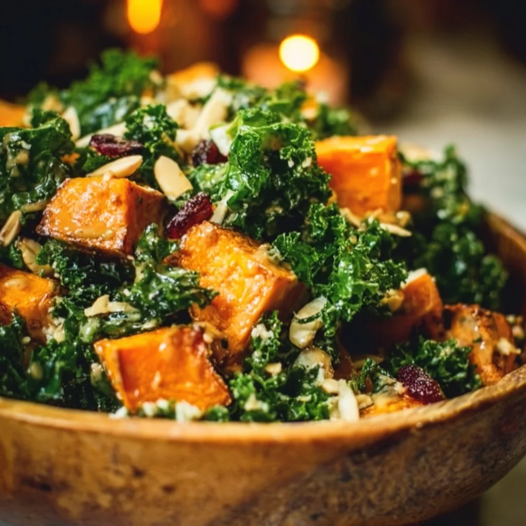 Sweet Potato Kale Salad 22 Sweet Potato Kale Salad with Almond Butter Dressing