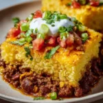 Delicious Texas Tamale Pie with spiced meat and cornbread crust