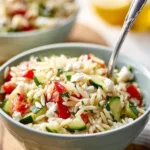 Zesty Lemon Orzo Pasta Salad with fresh herbs and vegetables
