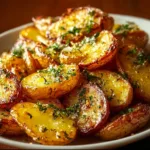 Delicious authentic Greek potatoes seasoned and baked to perfection