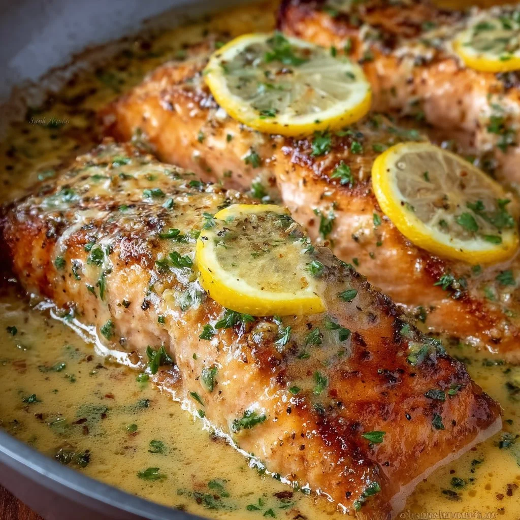 Baked Salmon with Lemon Butter 26 Baked Salmon with Lemon Butter Cream Sauce