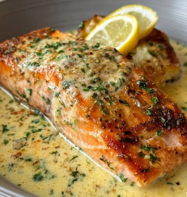 Baked Salmon with Lemon Butter 27 Baked Salmon with Lemon Butter Cream Sauce