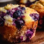 Freshly baked Blueberry Lemon Muffins with blueberries and lemon zest