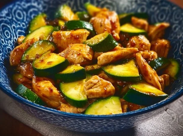 Chicken Zucchini Stir Fry 3 Colorful Chicken Zucchini Stir Fry with vibrant vegetables in a bowl