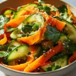 Crisp Cucumber and Carrot Salad in a bowl with fresh ingredients
