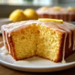 Delicious Lemon Pound Cake on a white plate with fresh lemon slices