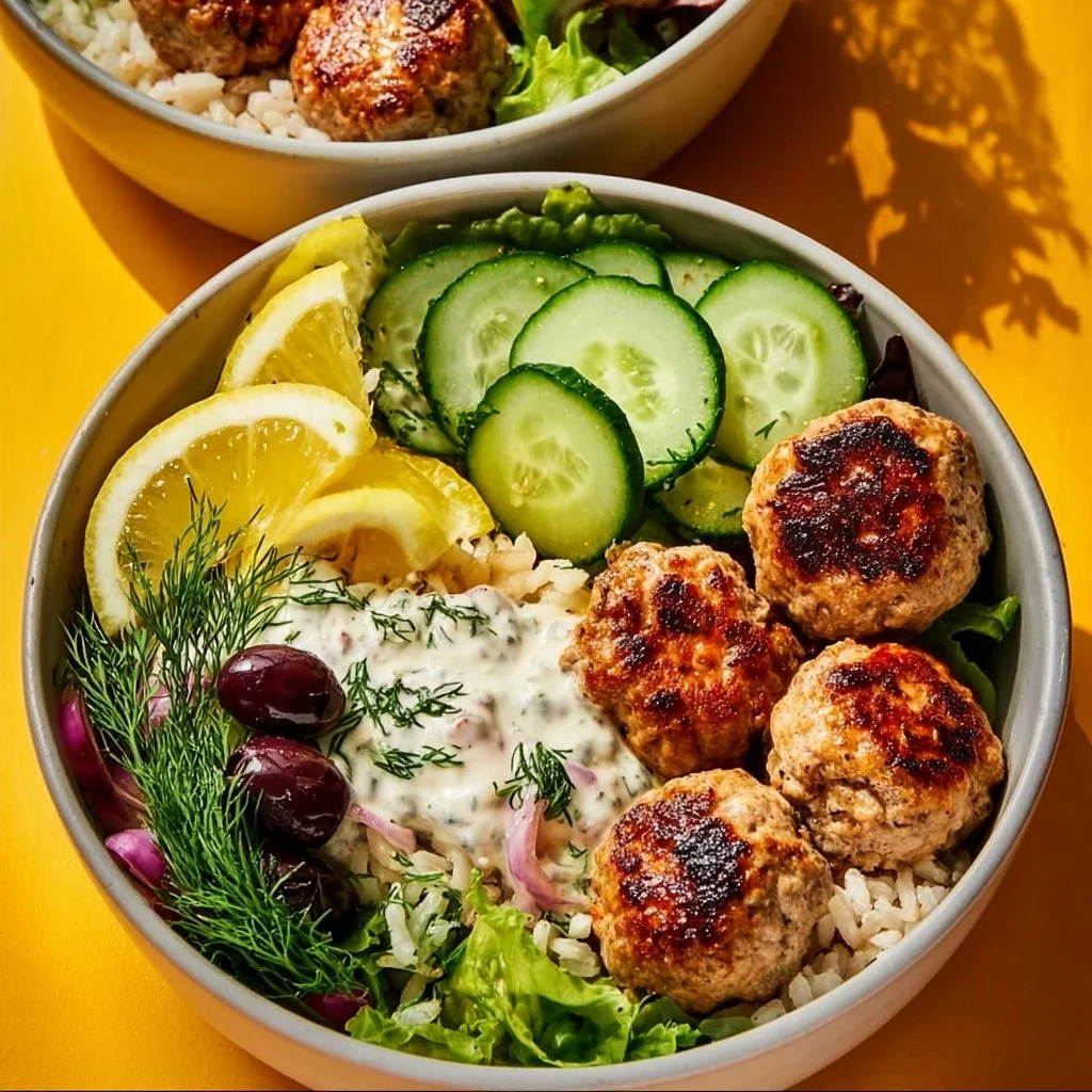 Mediterranean Bowl With Turkey Meatballs 32 Mediterranean Bowl With Turkey Meatballs